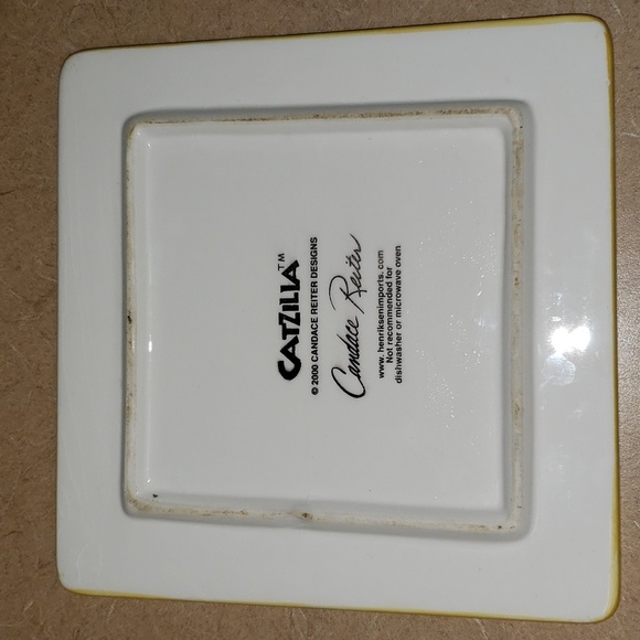 Catzilla Candace Reiter Designs Ceramic Decorative Trivet 2000 Cat Flowers - Picture 3 of 5